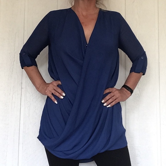 TOPSHOP OVERSIZED ROYAL BLUE CREPE TOP OR DRESS SIZE 2 - Picture 5 of 12